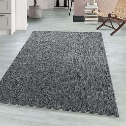 Teppium Moderner Kurzflor Teppich Wohnzimmer 200x300 (200 x 290 cm) Grau - Waschbarer Teppich Meliert, Flauschig, Weich und Einfarbig - für Schlafzimmer, Esszimmer oder Küche von Teppium