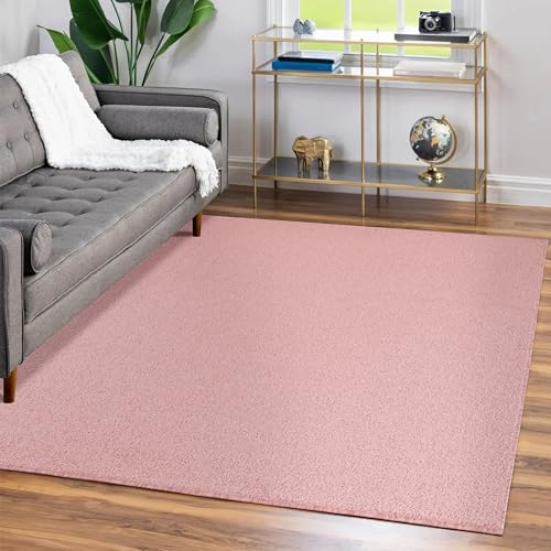 Teppium Moderner Kurzflor Teppich Wohnzimmer 300x400 (280 x 370 cm) Rosa - Waschbarer Teppich Dichtere, Flauschig, Extra Weich und Einfarbig - für Schlafzimmer, Esszimmer oder Küche von Teppium