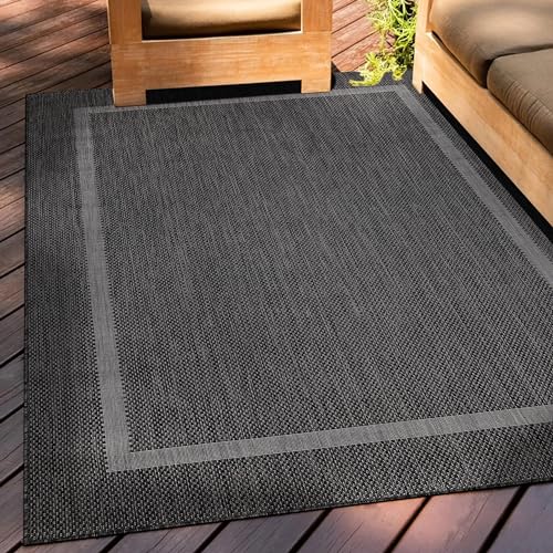 Teppium Outdoor Teppich Wetterfest 80 x 250 cm Schwarz Sisal Optik - Küchenläufer Waschbar rutschfest, Wasserfest, Bordüre, Pflegeleicht - Ideal für Balkon, Terassen, Garten, Camping oder Küche Teppium Outdoor Teppich Wetterfest 80 x 250 cm Schwarz Sisal Optik - Küchenläufer Waschbar rutschfest, Wasserfest, Bordüre, Pflegeleicht - Ideal für Balkon, Terassen, Garten, Camping oder Küche von Teppium