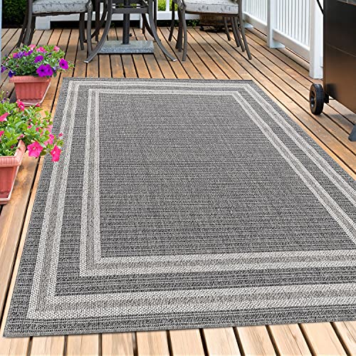 Outdoor Teppich Wetterfest Terasse Garten Balkon Picknick Camping Teppich Bordüre Design Sisal Optik Flachgewebe Küchenteppich Pflegeleicht Läufer Teppich Farbe: Grau, Grösse: 80 x 250 cm Outdoor Teppich Wetterfest Terasse Garten Balkon Picknick Camping Teppich Bordüre Design Sisal Optik Flachgewebe Küchenteppich Pflegeleicht Läufer Teppich Farbe: Grau, Grösse: 80 x 250 cm von Teppium