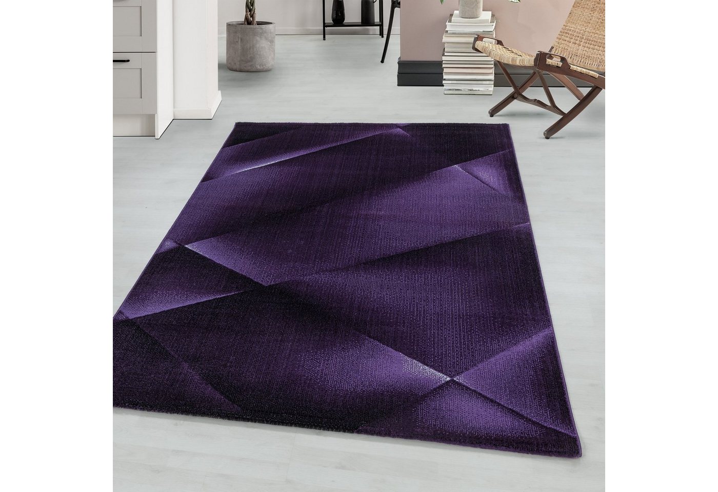 Teppich Abstrakt Design, Teppium, Rechteckig, Höhe: 9 mm, Kurzflor Teppich Abstrakt Design Teppich Violett Teppich Wohnzimmer von Teppium