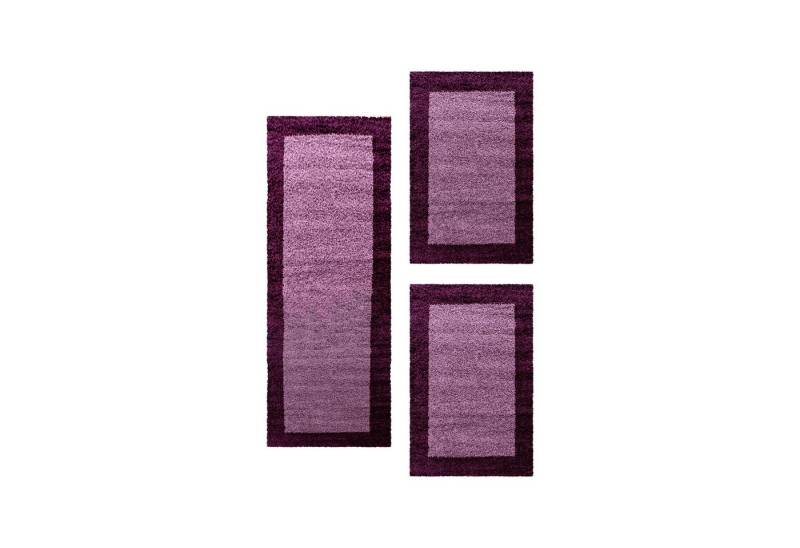 Teppium Teppich Bordüre Design, Rechteckig, Höhe: 30 mm, Schlafzimmer Teppich Bettumrandung Läufer Set 3 teilig Lila von Teppium