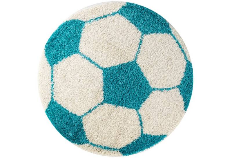 Teppium Teppich Fußball-Design, Rund, Höhe: 30 mm, Kinder Teppich Fußball-Form Kinderzimmer versch.farben und größen von Teppium