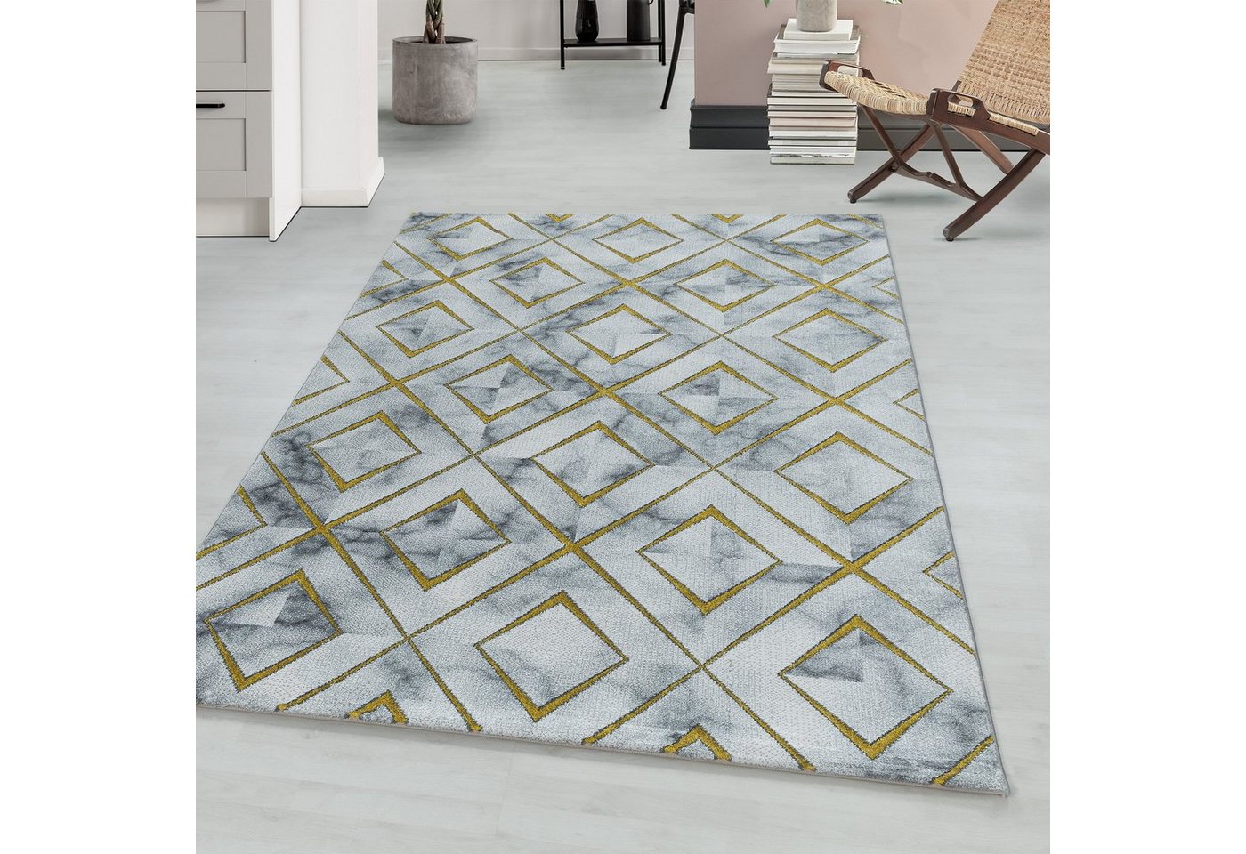 Teppich Marmor Design, Teppium, Rechteckig, Höhe: 12 mm, Kurzflor Teppich Wohnzimmer Marmor Design Skandinavische Stil von Teppium
