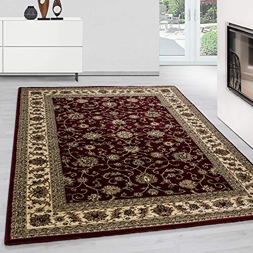 Teppium Kurzflor Teppich Wohnzimmer 120 x 170 cm Rot Vintage Look - Orientteppich Waschbar, Orientalisch Design, Pflegeleicht und Weich - Ideal für Schlafzimmer, Esszimmer und als Küchenteppich von Teppium