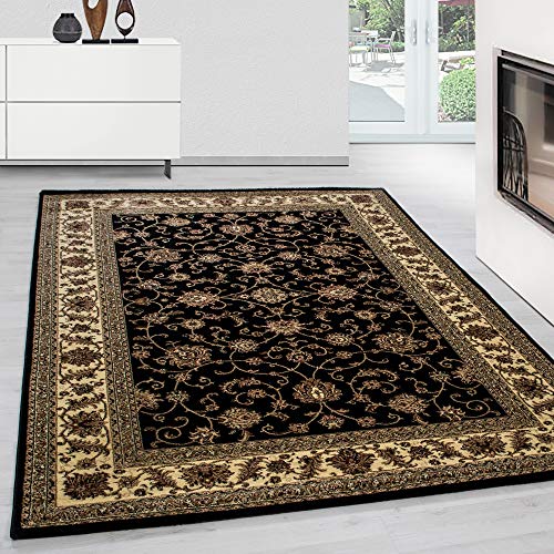Teppium Kurzflor Teppich Wohnzimmer 240 x 340 cm Schwarz Vintage Look - Orientteppich Waschbar, Orientalisch Design, Pflegeleicht und Weich - Ideal für Schlafzimmer, Esszimmer und als Küchenteppich von Teppium