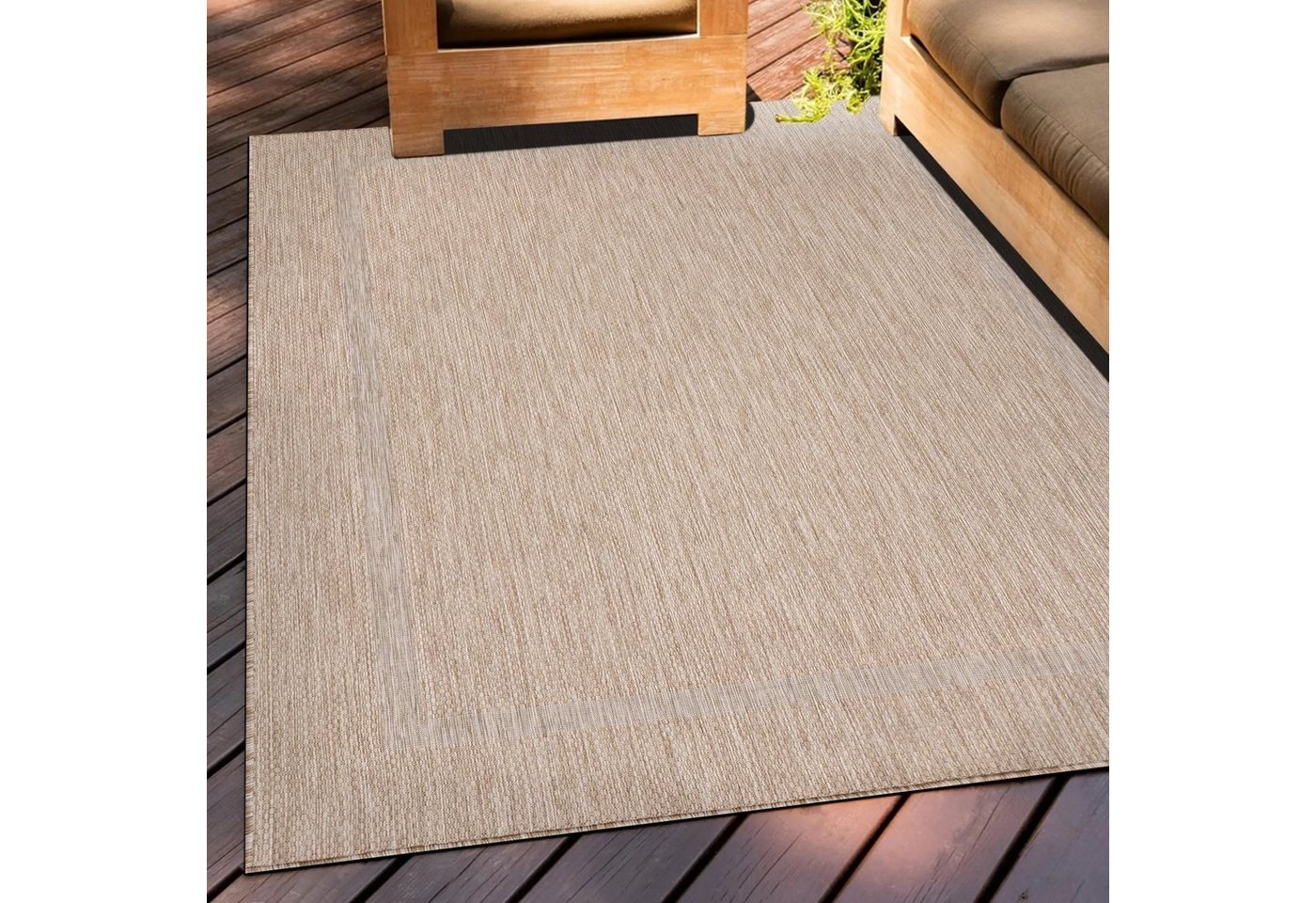 Teppich Unicolor - Einfarbig, Teppium, Rechteckig, Höhe: 5 mm, Teppich Wetterfest Balkon Küchenteppich Flachgewebe Sisaloptik von Teppium