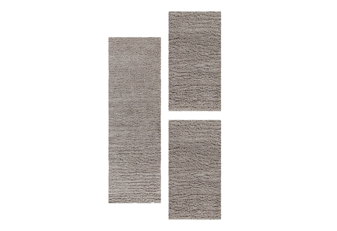 Teppich Unicolor - Einfarbig, Teppium, Rechteckig, Höhe: 50 mm, Schlafzimmer Teppich Bettumrandung Rechteckig Set 3 teilig Beige von Teppium
