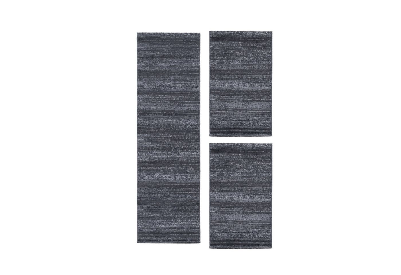 Teppich Unicolor - Einfarbig, Teppium, Rechteckig, Höhe: 6 mm, Schlafzimmer Teppich Bettumrandung Rechteckig Set 3 teilig Grau-1 von Teppium