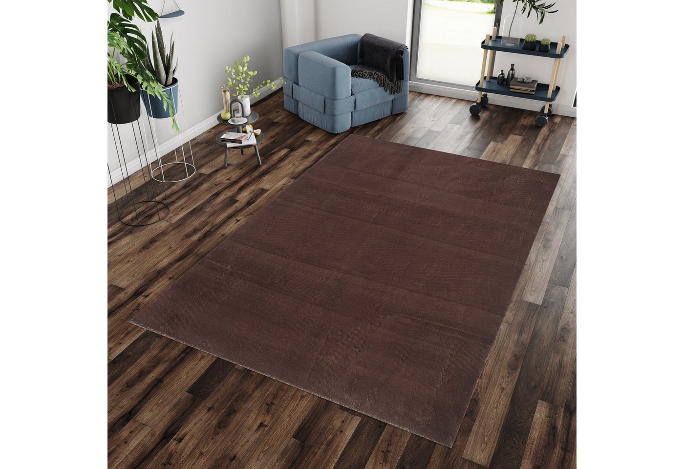 Teppich Unicolor - Einfarbig, Teppium, Rechteckig, Höhe: 25 mm, Teppich Wohnzimmer Einfarbig Weich Plüsch Modern Shaggy von Teppium