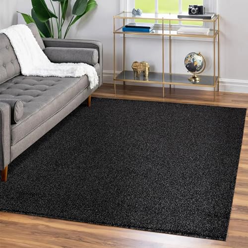 Teppium Moderner Kurzflor Teppich Wohnzimmer 300x400 (280 x 370 cm) Anthrazit - Waschbarer Teppich Dichtere, Flauschig, Extra Weich und Einfarbig - für Schlafzimmer, Esszimmer oder Küche von Teppium