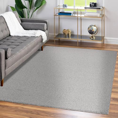 Teppium Moderner Kurzflor Teppich Wohnzimmer 140 x 200 cm Hellgrau - Waschbarer Teppich Dichtere, Flauschig, Extra Weich und Einfarbig - für Schlafzimmer, Esszimmer oder Küche von Teppium