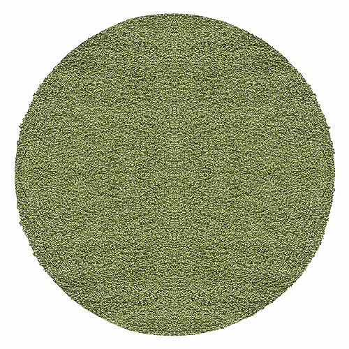 Teppium Moderner Hochflor Teppich Wohnzimmer 120 cm Rund Grün - Shaggy Flauschiger Teppich, Extra Weich, Pflegeleicht und Einfarbig - für Schlafzimmer, Küche und Esszimmer von Teppium