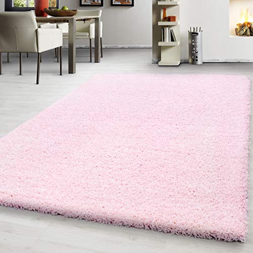 Teppium Moderner Hochflor Teppich Wohnzimmer 160x230 cm Rosa - Shaggy Flauschiger Teppich, Extra Weich, Pflegeleicht und Einfarbig - für Schlafzimmer, Küche und Esszimmer von Teppium