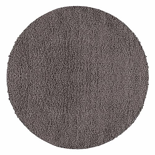 Teppium Moderner Hochflor Teppich Wohnzimmer 80 cm Rund Taupe - Shaggy Flauschiger Teppich, Extra Weich, Pflegeleicht und Einfarbig - für Schlafzimmer, Küche und Esszimmer von Teppium