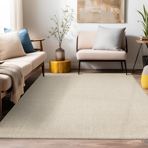 Teppium Moderner Kurzflor Teppich Läufer Flur 60 x 100 cm Beige - Dekorativer Cut-Loop Schlingenteppich, Langlebig, Robust, Schlingenflor - Ideal als Bettvorleger im Schlafzimmer und Küchenläufer von Teppium