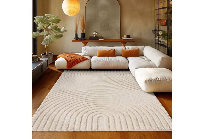 Teppium Hochflor-Teppich Boho-Design, Rund, Höhe: 20 mm, Teppich Wohnzimmer Boho Design 3D Optik Skandinavische Stil Teppium Hochflor-Teppich Boho-Design, Rund, Höhe: 20 mm, Teppich Wohnzimmer Boho Design 3D Optik Skandinavische Stil von Teppium