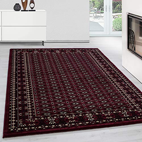 Teppium Kurzflor Teppich Läufer Flur 80 x 150 cm Rot Vintage Look - Orientteppich Waschbar, Orientalisch Design, Pflegeleicht und Weich - Ideal als Bettvorleger im Schlafzimmer und Küchenläufer von Teppium