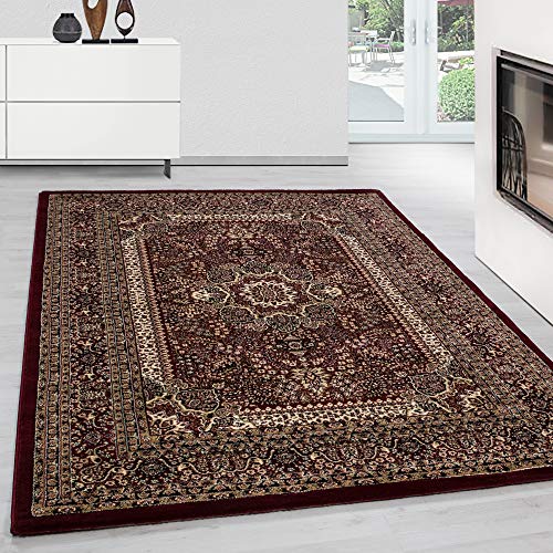 Teppium Kurzflor Teppich Wohnzimmer 300x400 cm Rot Vintage Look - Orientteppich Waschbar, Orientalisch Design, Pflegeleicht und Weich - Ideal für Schlafzimmer, Esszimmer und als Küchenteppich von Teppium