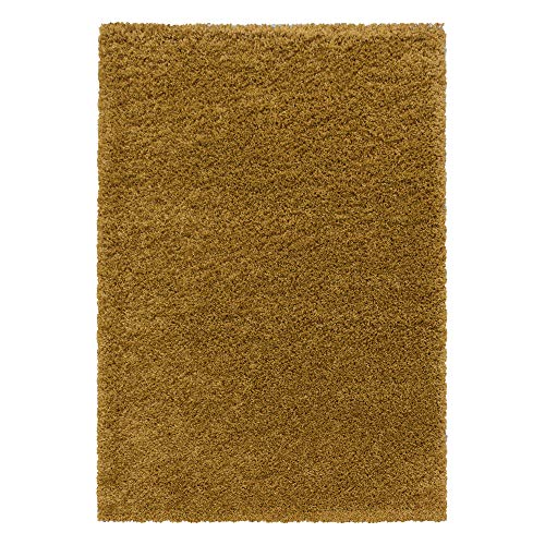 Teppium Moderner Hochflor Teppich Läufer Flur 100x200 cm Goldfarbe - Shaggy Flauschiger Teppich, Extra Weich, Pflegeleicht - Ideal als Bettvorleger Schlafzimmer, Küchenläufer, Wohnzimmerteppich von Teppium