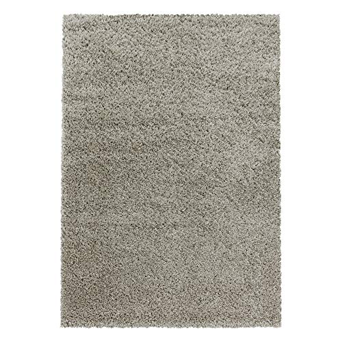 Teppium Moderner Hochflor Teppich Läufer Flur 80 x 250 cm Natur - Shaggy Flauschiger Teppich, Extra Weich und Pflegeleicht - Ideal als Bettvorleger Schlafzimmer, Küchenläufer, Wohnzimmerteppich von Teppium