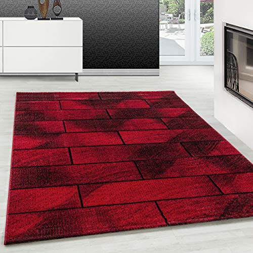 Teppium Moderner Kurzflor Teppich Läufer Flur 80 x 250 cm Rot - Teppich Waschbar, Geometrisch Design, Flauschig und Extra Weich - Ideal lals Bettvorleger im Schlafzimmer und Küchenläufer Teppium Moderner Kurzflor Teppich Läufer Flur 80 x 250 cm Rot - Teppich Waschbar, Geometrisch Design, Flauschig und Extra Weich - Ideal lals Bettvorleger im Schlafzimmer und Küchenläufer von Teppium