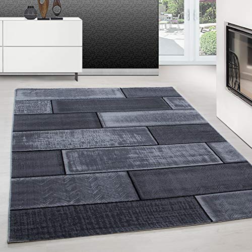 Teppium Moderner Kurzflor Teppich Wohnzimmer 160x230 cm Schwarz - Flauschiger Teppich Waschbar, Steindesign, Pflegeleicht, Weich - Ideal für Schlafzimmer, Esszimer und als Küchenteppich von Teppium