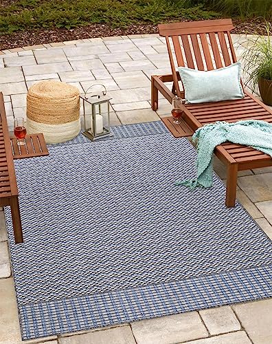 Teppium Outdoor Teppich Wetterfest 160x230 cm Grau Sisal Optik - Küchenteppich Waschbar, Wasserfest, Streifen Design, Pflegeleicht - Ideal für Balkon, Terassen, Garten, Camping oder Küche von Teppium