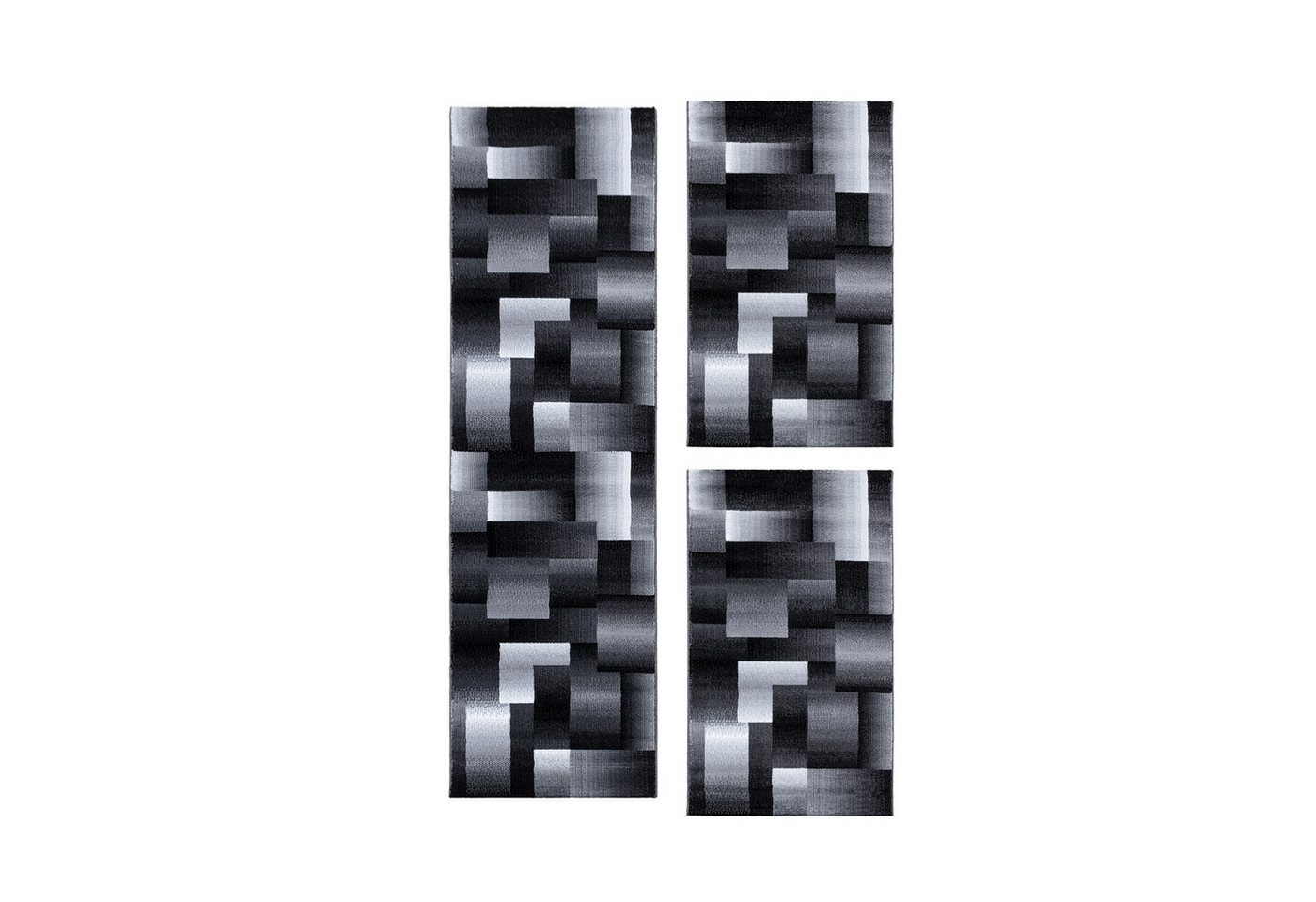 Teppium Teppich Abstrakt Kariert Design, Rechteckig, Höhe: 12 mm, Schlafzimmer Teppich Bettumrandung Läufer Set 3 teilig Schwarz-1 Teppium Teppich Abstrakt Kariert Design, Rechteckig, Höhe: 12 mm, Schlafzimmer Teppich Bettumrandung Läufer Set 3 teilig Schwarz-1 von Teppium