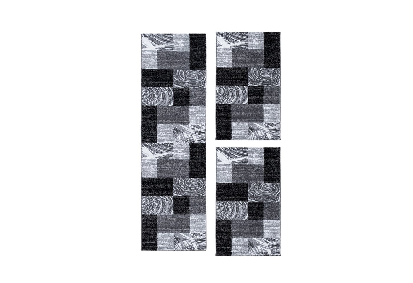 Teppium Teppich Abstrakt Kariert Design, Rechteckig, Höhe: 12 mm, Schlafzimmer Teppich Bettumrandung Läufer Set 3 teilig Schwarz-2 Teppium Teppich Abstrakt Kariert Design, Rechteckig, Höhe: 12 mm, Schlafzimmer Teppich Bettumrandung Läufer Set 3 teilig Schwarz-2 von Teppium