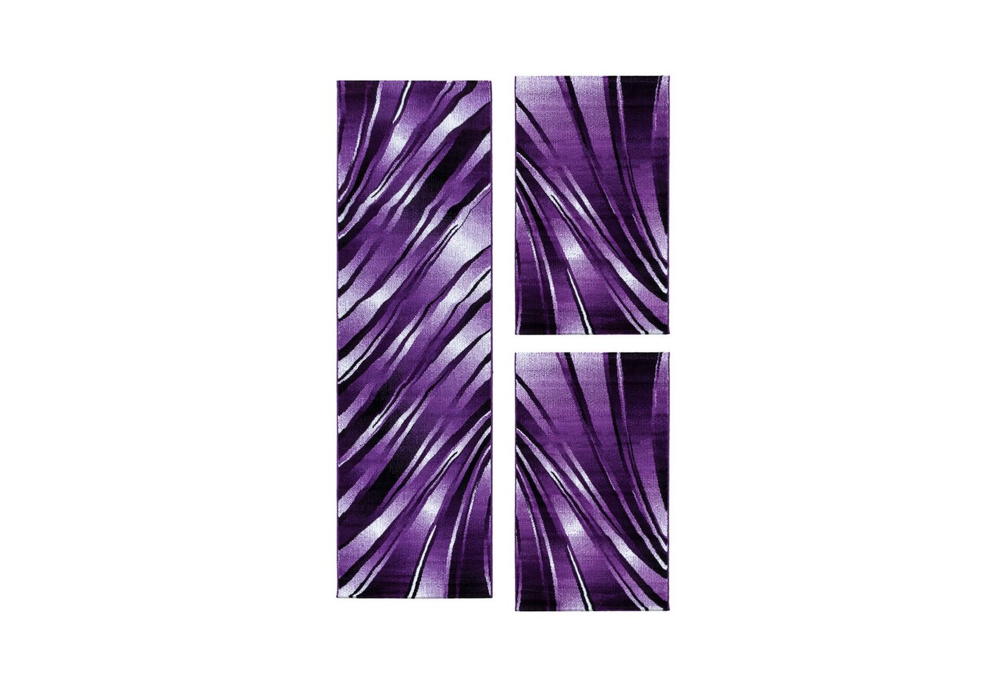 Teppium Teppich Abstrakt Wellen Design, Rechteckig, Höhe: 12 mm, Schlafzimmer Teppich Bettumrandung Läufer Set 3 teilig Lila-1 Teppium Teppich Abstrakt Wellen Design, Rechteckig, Höhe: 12 mm, Schlafzimmer Teppich Bettumrandung Läufer Set 3 teilig Lila-1 von Teppium