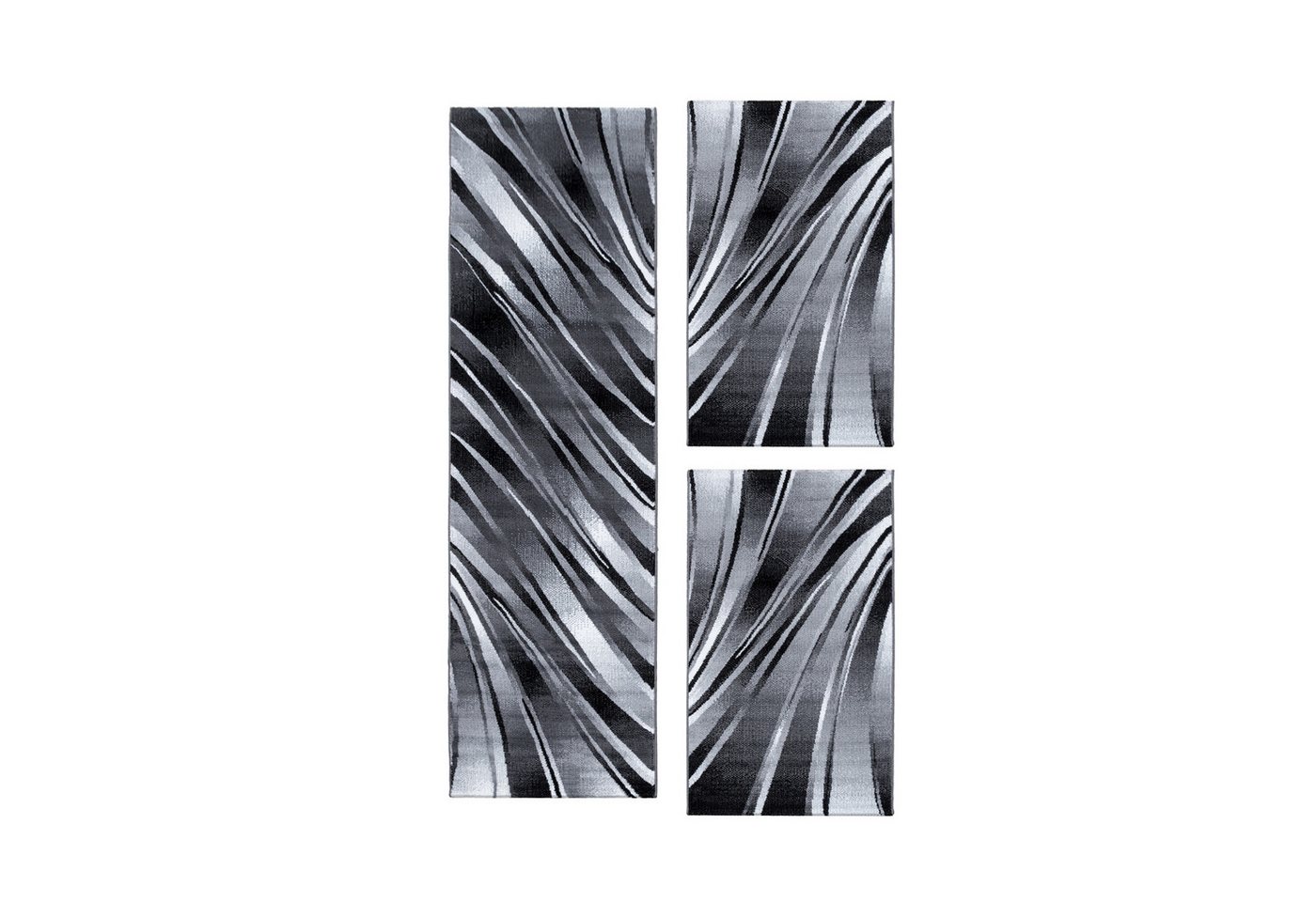 Teppium Teppich Abstrakt Wellen Design, Rechteckig, Höhe: 12 mm, Schlafzimmer Teppich Bettumrandung Läufer Set 3 teilig Schwarz-1 Teppium Teppich Abstrakt Wellen Design, Rechteckig, Höhe: 12 mm, Schlafzimmer Teppich Bettumrandung Läufer Set 3 teilig Schwarz-1 von Teppium