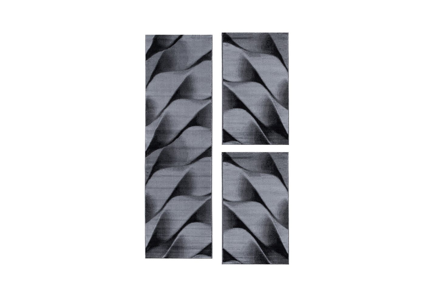 Teppium Teppich Abstrakt Wellen Design, Rechteckig, Höhe: 12 mm, Schlafzimmer Teppich Bettumrandung Läufer Set 3 teilig Schwarz-3 Teppium Teppich Abstrakt Wellen Design, Rechteckig, Höhe: 12 mm, Schlafzimmer Teppich Bettumrandung Läufer Set 3 teilig Schwarz-3 von Teppium
