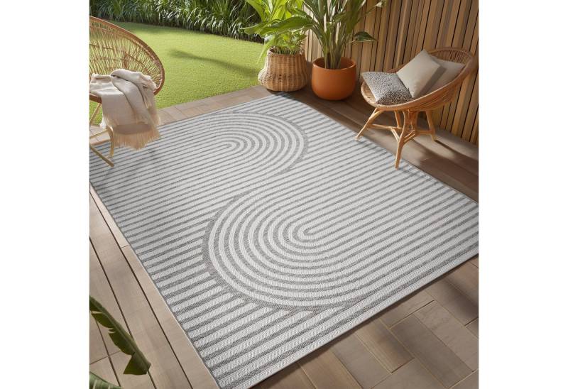 Teppium Teppich Boho Flachgewebter Teppich, Rechteckig, Höhe: 5 mm, Indoor Outdoor Teppich Wetterfest 3D Optik Wohnzimmer Küchen Terrasse von Teppium