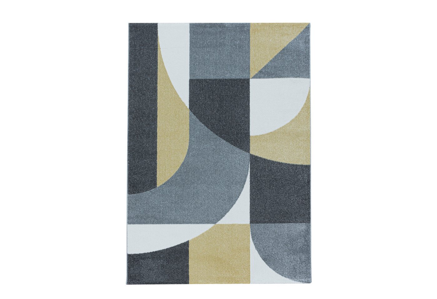 Teppium Teppich Geometrisch Design, Rechteckig, Höhe: 10 mm, Kurzflor Teppich Geometrisch Design Gelb Stil Teppich Wohnzimmer von Teppium