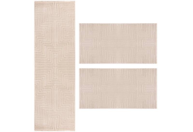 Teppium Teppich Geometrisch Design, Rechteckig, Höhe: 12 mm, Schlafzimmer Teppich Bettumrandung Läufer Set 3 teilig Beige-1 Teppium Teppich Geometrisch Design, Rechteckig, Höhe: 12 mm, Schlafzimmer Teppich Bettumrandung Läufer Set 3 teilig Beige-1 von Teppium