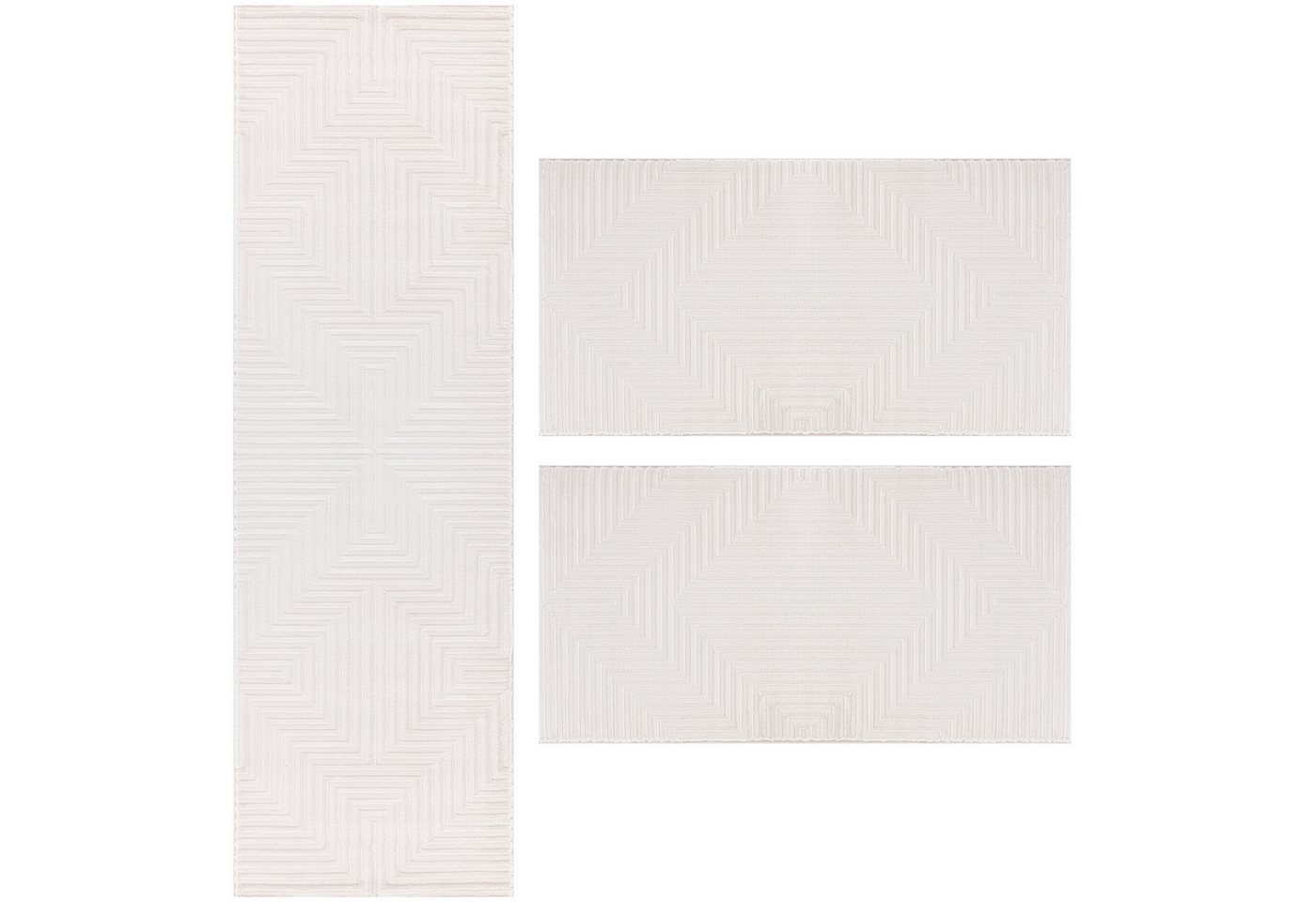 Teppium Teppich Geometrisch Design, Rechteckig, Höhe: 12 mm, Schlafzimmer Teppich Bettumrandung Läufer Set 3 teilig Creme-1 Teppium Teppich Geometrisch Design, Rechteckig, Höhe: 12 mm, Schlafzimmer Teppich Bettumrandung Läufer Set 3 teilig Creme-1 von Teppium
