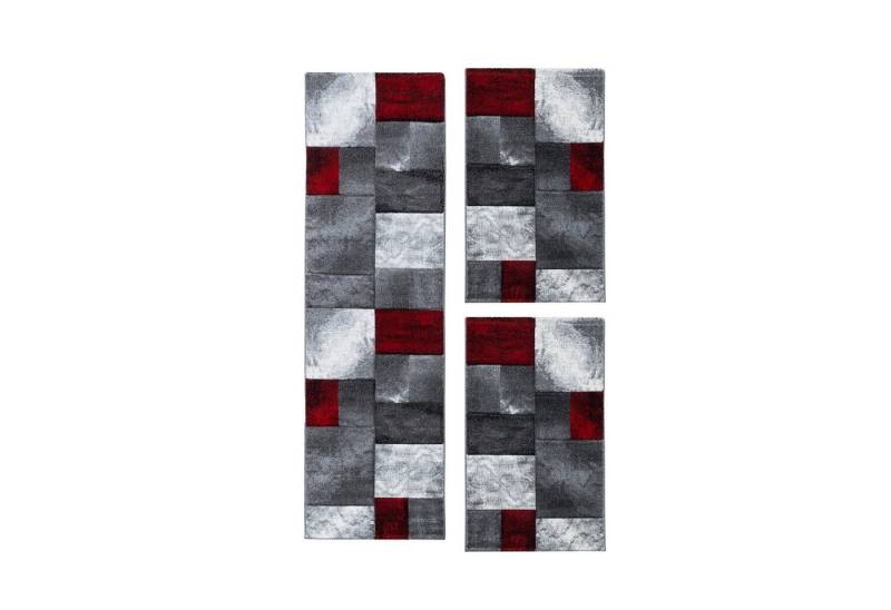 Teppium Teppich Kariert Design, Rechteckig, Höhe: 13 mm, Schlafzimmer Teppich Bettumrandung Läufer Set 3 teilig Rot-2 Teppium Teppich Kariert Design, Rechteckig, Höhe: 13 mm, Schlafzimmer Teppich Bettumrandung Läufer Set 3 teilig Rot-2 von Teppium