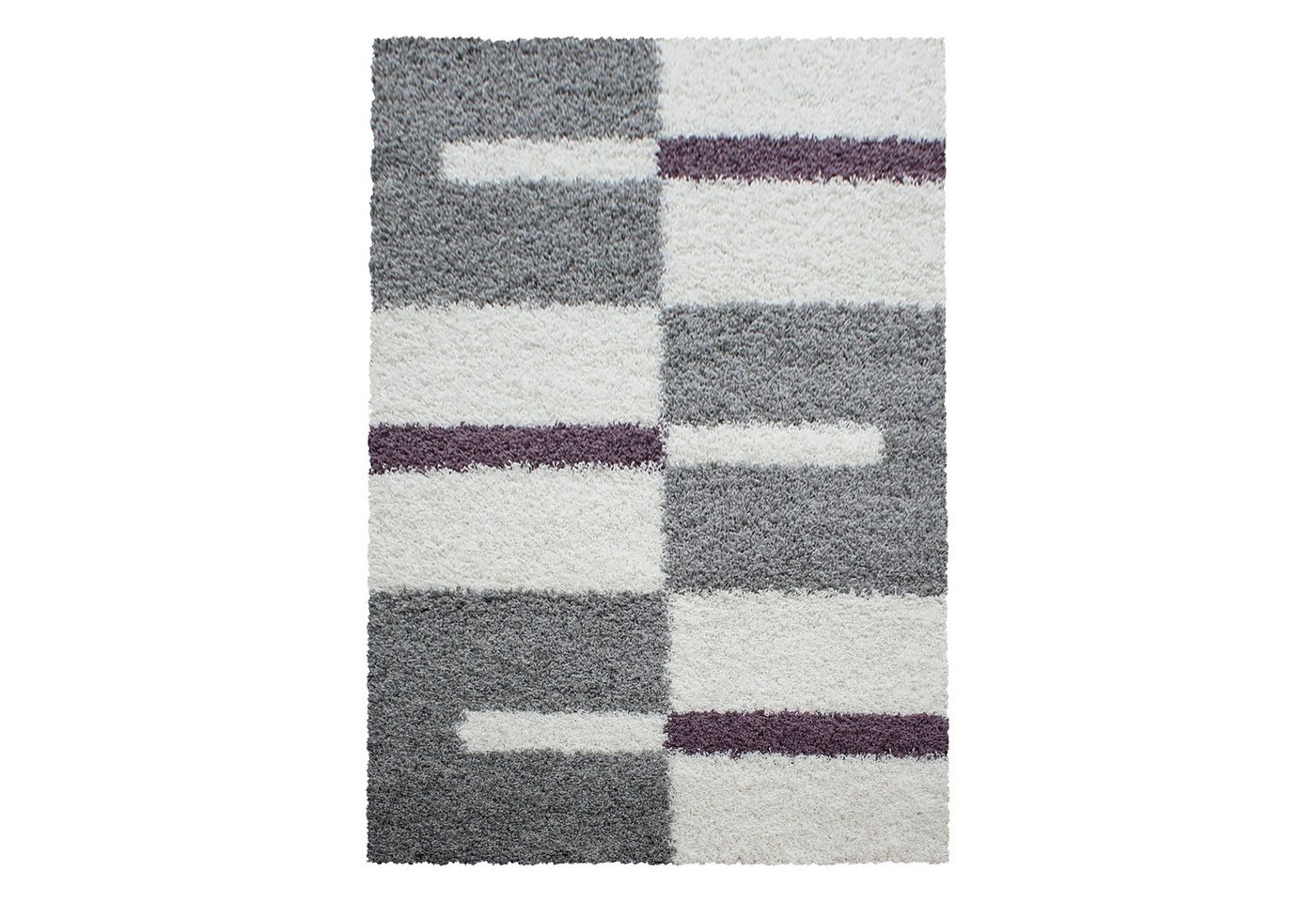 Teppium Teppich Kariert Design, Rechteckig, Höhe: 30 mm, Design Teppich Modern Kariert Design Violett Shaggy Teppich Wohnzimmer von Teppium