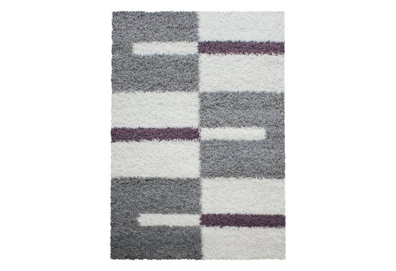 Teppium Teppich Kariert Design, Rechteckig, Höhe: 30 mm, Design Teppich Modern Kariert Design Violett Shaggy Teppich Wohnzimmer von Teppium