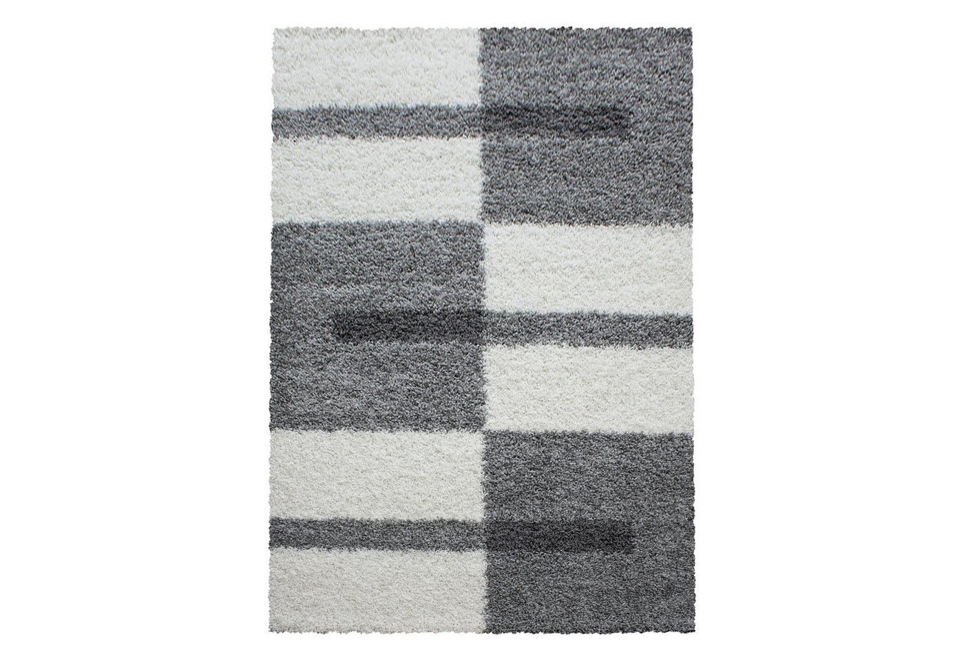 Teppium Teppich Kariert Design, Rechteckig, Höhe: 30 mm, Designer Teppich Kariert Design Hellgrau Shaggy Teppich Wohnzimmer Teppium Teppich Kariert Design, Rechteckig, Höhe: 30 mm, Designer Teppich Kariert Design Hellgrau Shaggy Teppich Wohnzimmer von Teppium