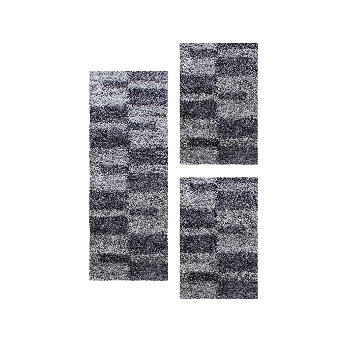 Teppium Teppich Kariert Design, Rechteckig, Höhe: 30 mm, Schlafzimmer Teppich Bettumrandung Läufer Set 3 teilig Grau Teppium Teppich Kariert Design, Rechteckig, Höhe: 30 mm, Schlafzimmer Teppich Bettumrandung Läufer Set 3 teilig Grau von Teppium