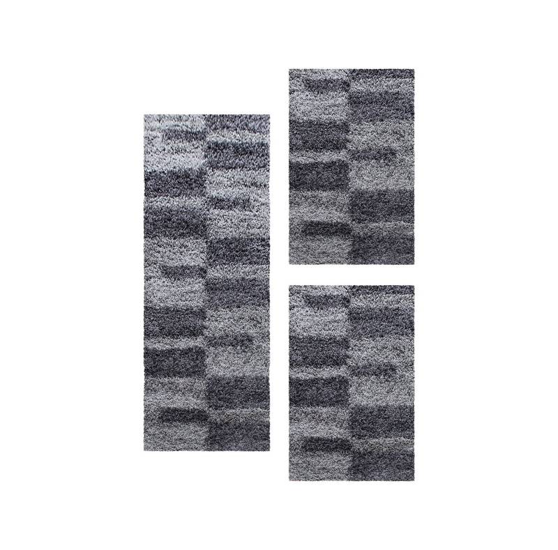 Teppium Teppich Kariert Design, Rechteckig, Höhe: 30 mm, Schlafzimmer Teppich Bettumrandung Läufer Set 3 teilig Grau Teppium Teppich Kariert Design, Rechteckig, Höhe: 30 mm, Schlafzimmer Teppich Bettumrandung Läufer Set 3 teilig Grau von Teppium