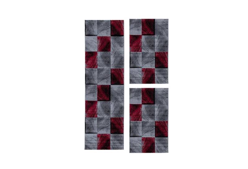 Teppium Teppich Kariert Design, Rechteckig, Höhe: 6 mm, Schlafzimmer Teppich Bettumrandung Läufer Set 3 teilig Rot-1 Teppium Teppich Kariert Design, Rechteckig, Höhe: 6 mm, Schlafzimmer Teppich Bettumrandung Läufer Set 3 teilig Rot-1 von Teppium