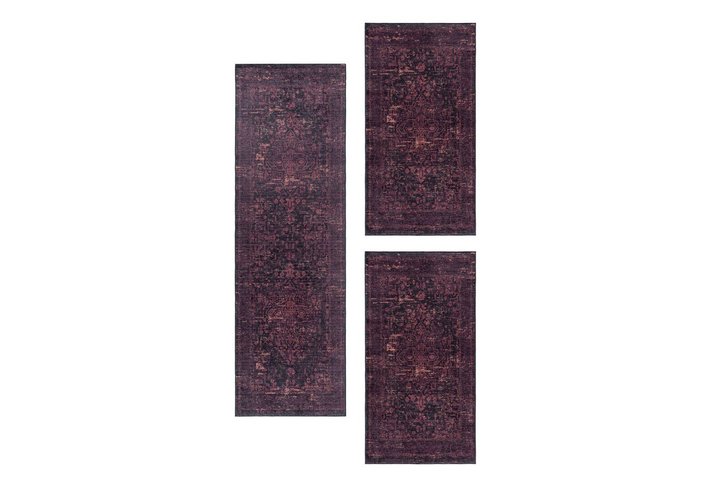 Teppium Teppich Orientalisch Design, Rechteckig, Höhe: 6 mm, Schlafzimmer Teppich Bettumrandung Läufer Set 3 teilig Rot-1 Teppium Teppich Orientalisch Design, Rechteckig, Höhe: 6 mm, Schlafzimmer Teppich Bettumrandung Läufer Set 3 teilig Rot-1 von Teppium