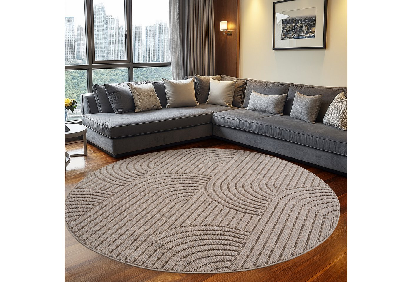 Teppium Teppich Skandinavischer Boho-Teppich mit Schlingenmuster, Rund, Höhe: 20 mm, Kurzflor Schlingen Teppich Beige Boucle-Loop Wohnzimmer Teppich Teppium Teppich Skandinavischer Boho-Teppich mit Schlingenmuster, Rund, Höhe: 20 mm, Kurzflor Schlingen Teppich Beige Boucle-Loop Wohnzimmer Teppich von Teppium