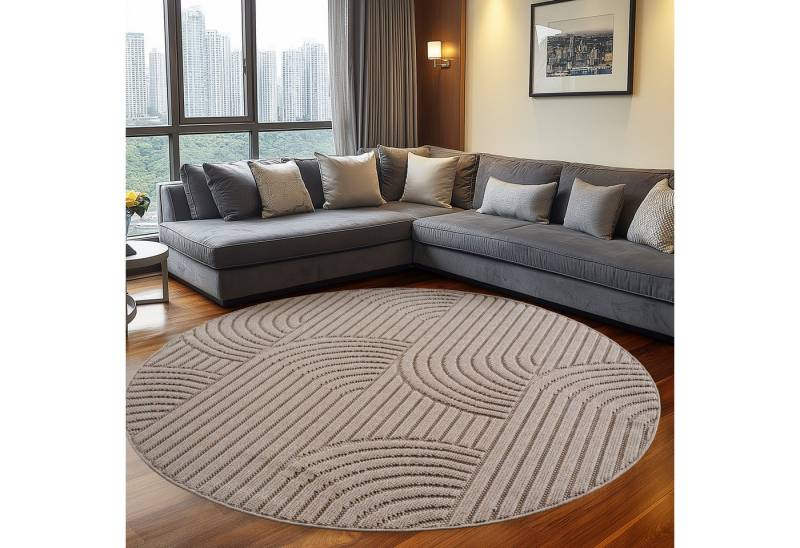 Teppium Teppich Skandinavischer Boho-Teppich mit Schlingenmuster, Rund, Höhe: 20 mm, Kurzflor Schlingen Teppich Beige Boucle-Loop Wohnzimmer Teppich Teppium Teppich Skandinavischer Boho-Teppich mit Schlingenmuster, Rund, Höhe: 20 mm, Kurzflor Schlingen Teppich Beige Boucle-Loop Wohnzimmer Teppich von Teppium