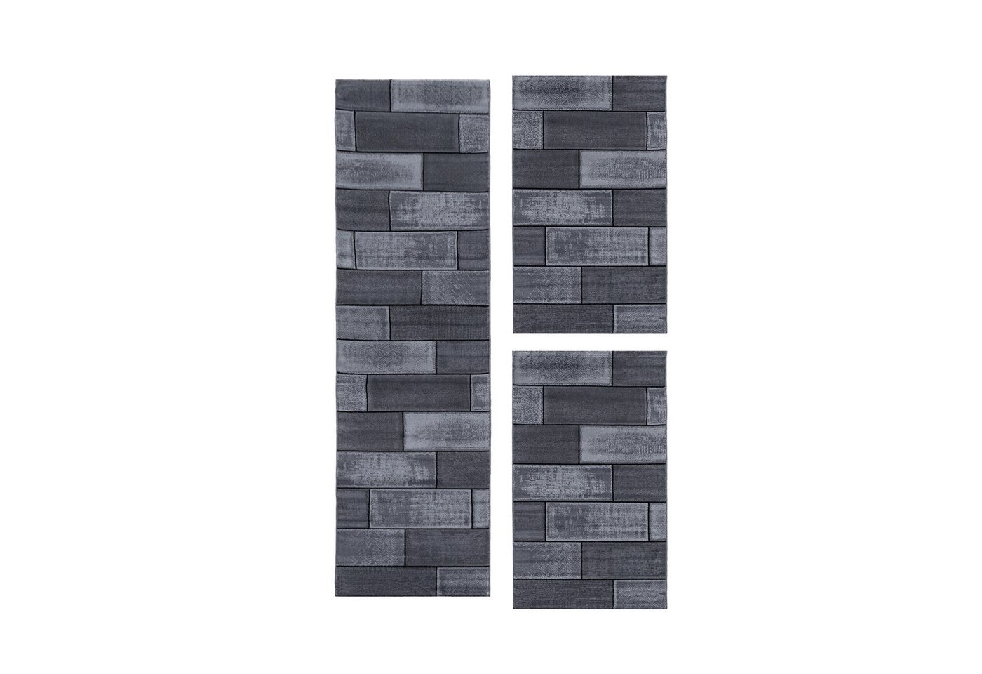 Teppium Teppich Steindesign, Rechteckig, Höhe: 6 mm, Schlafzimmer Teppich Bettumrandung Läufer Set 3 teilig Schwarz-3 Teppium Teppich Steindesign, Rechteckig, Höhe: 6 mm, Schlafzimmer Teppich Bettumrandung Läufer Set 3 teilig Schwarz-3 von Teppium