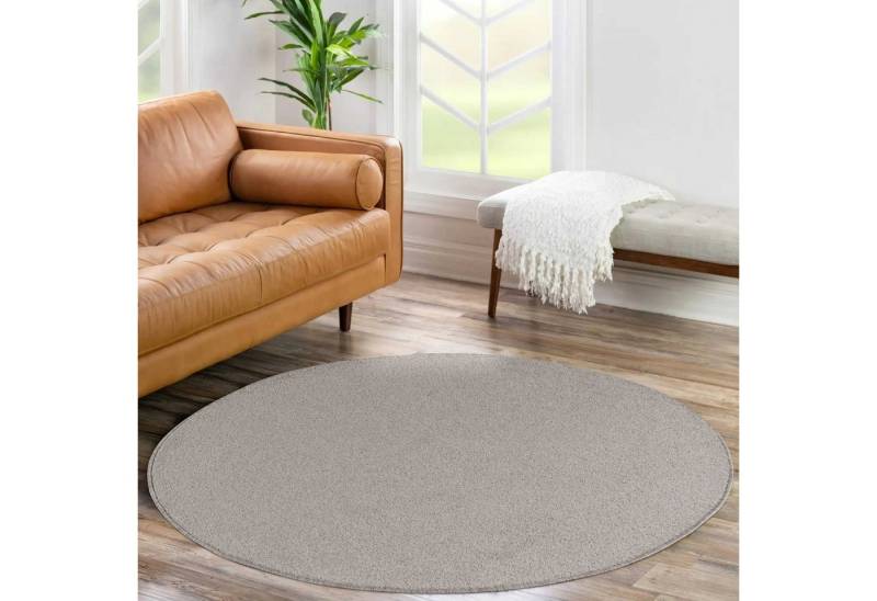 Teppium Teppich Unicolor - Einfarbig, Rund, Höhe: 11 mm, Einfarbig Kurzflor Runder Teppich Wohnzimmer Flauschig Weich von Teppium