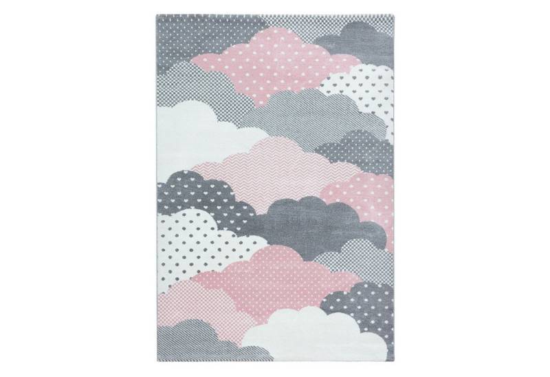 Teppium Teppich Wolken Design, Rechteckig, Höhe: 10 mm, Teppich Kinderzimmer Wolke Design Kinder Teppich Rosa Babyzimmer von Teppium